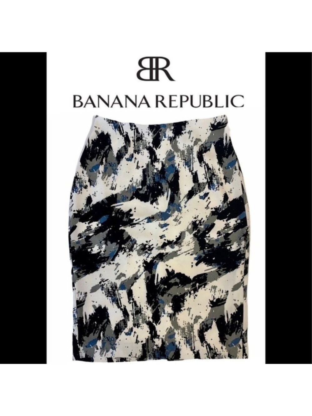 Banana Republic abstract printed crepe pencil skirt professional business career